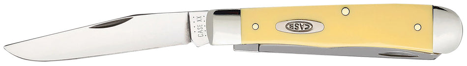 Case Trapper Folding Pocket Knife 3.25" Clip/Spey Blades Yellow Synthetic Handle