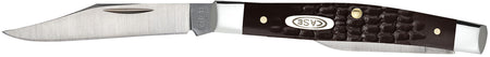 Case Small Pen Folding Pocket Knife 2" Clip and Pen Blades Brown Jigged Synthetic Handle