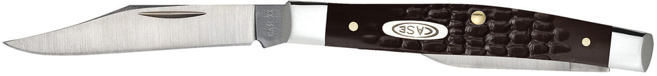 Case Small Pen Folding Pocket Knife 2" Clip and Pen Blades Brown Jigged Synthetic Handle