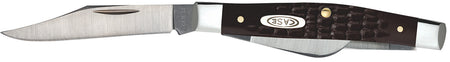 Case Small Stockman Three-Blade Folding Knife As-Ground SS Blade Brown Jigged Synthetic Handle