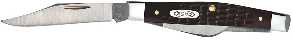 Case Small Stockman Three-Blade Folding Knife As-Ground SS Blade Brown Jigged Synthetic Handle