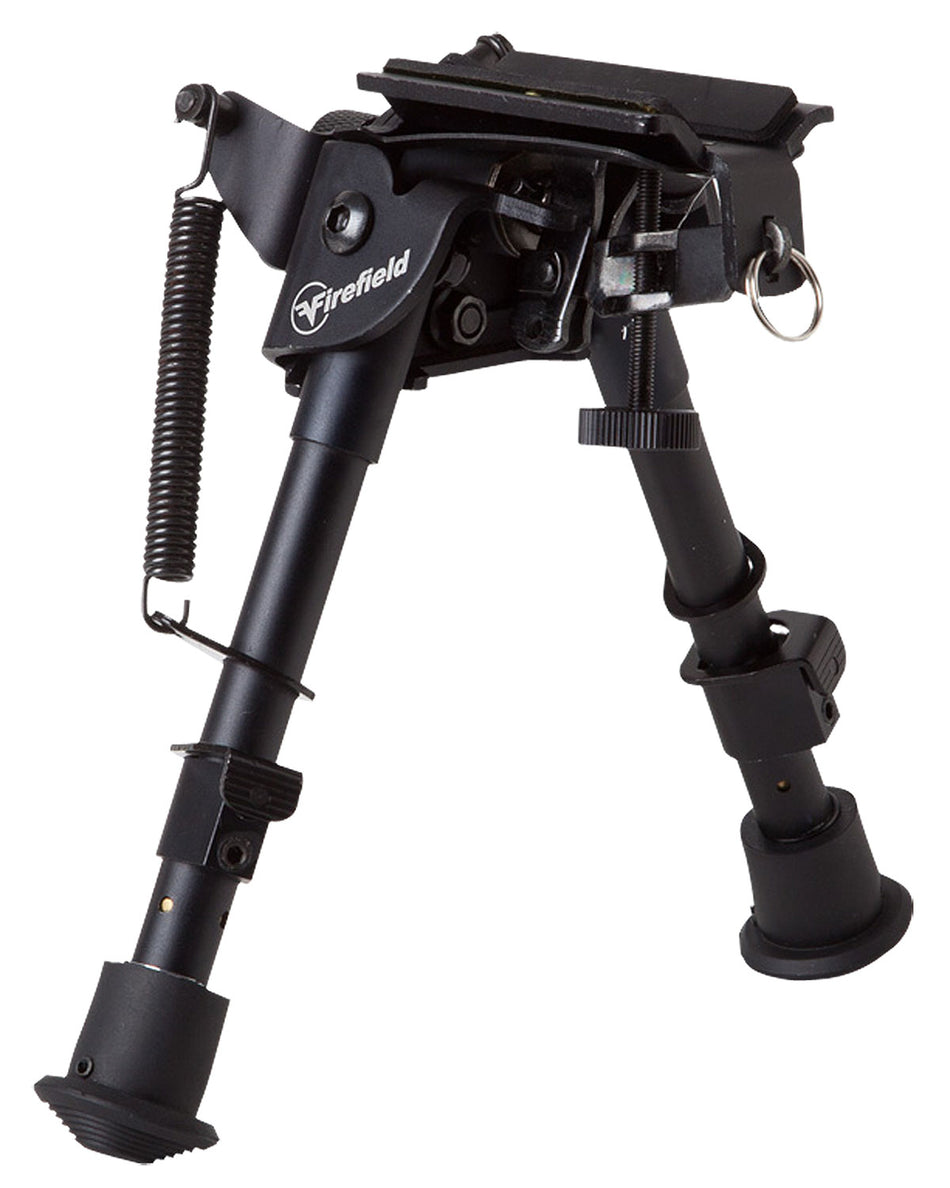 Firefield FF34023 6-9" Compact Bipod Black Aluminum Swivel Stud and Picatinny Compatible