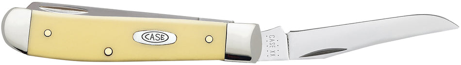 Case Mini Trapper Two-Blade Folding Pocket Knife Chrome Vanadium Blade Smooth Yellow Synthetic Handle
