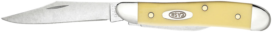 Case Peanut Two-Blade Folding Pocket Knife Tumble Polish Chrome Vanadium Blade Yellow Synthetic Handle