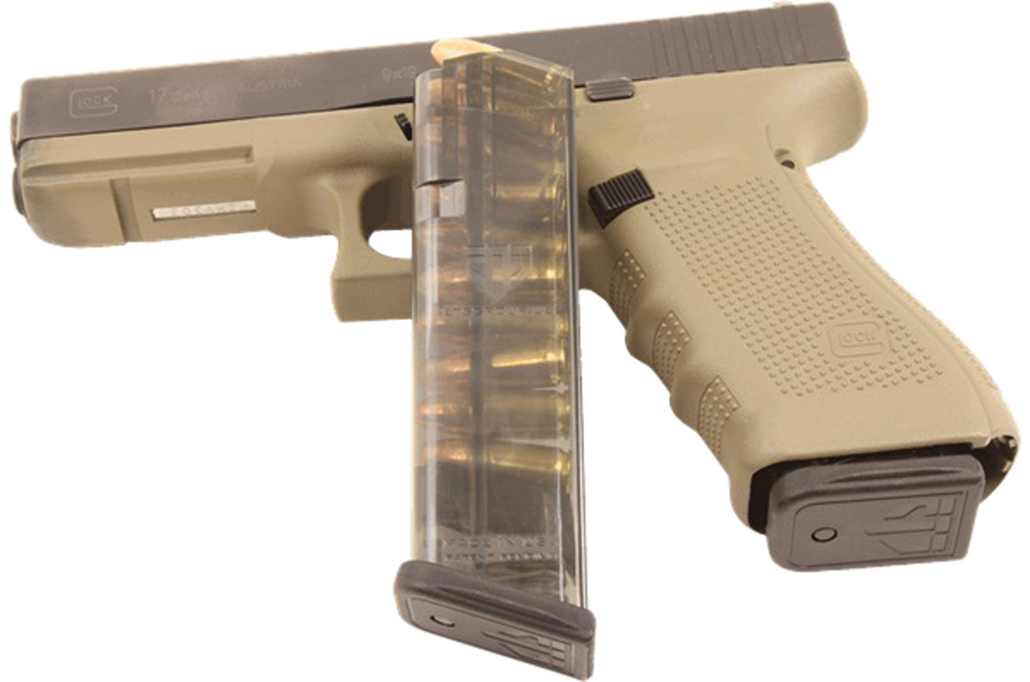 ETS GLK1710 10-Round 9mm Handgun Magazine Compatible with Glock 17/18/19/26/45/34 Gen1-5 Translucent