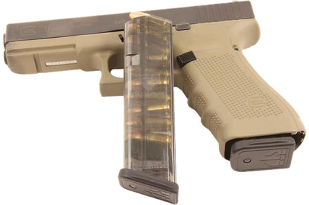 ETS GLK1710 10-Round 9mm Handgun Magazine Compatible with Glock 17/18/19/26/45/34 Gen1-5 Translucent