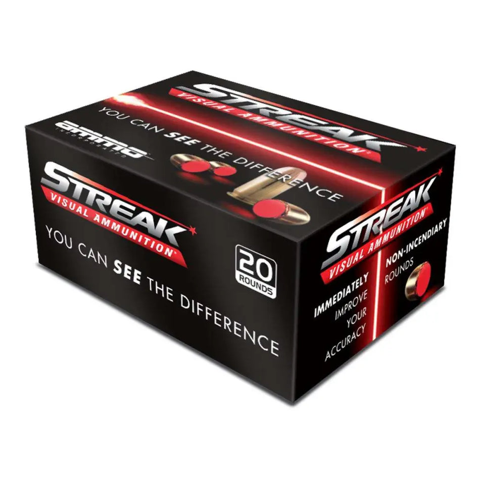 Streak .380 ACP/Auto 380090JHPSTRKRED Visual Ammunition Tracer Jacketed Hollow Point JHP 90 Grain