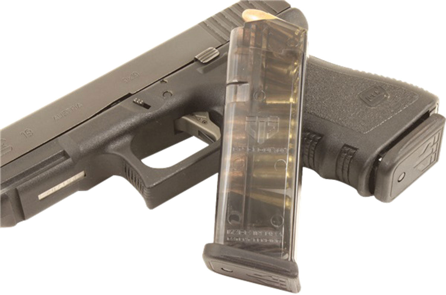 ETS GLK1910 10-Round 9mm Handgun Magazine Compatible with Glock 26/19 Gen1-5 Translucent