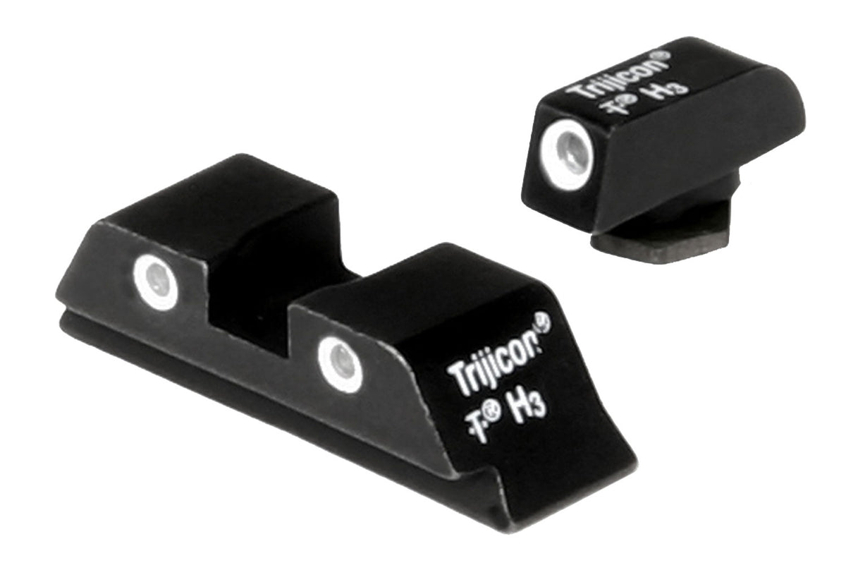 Trijicon Bright & Tough Tritium Night Sights White Outline Front & Rear for Glock 17, 17L & 19 Standard Frame
