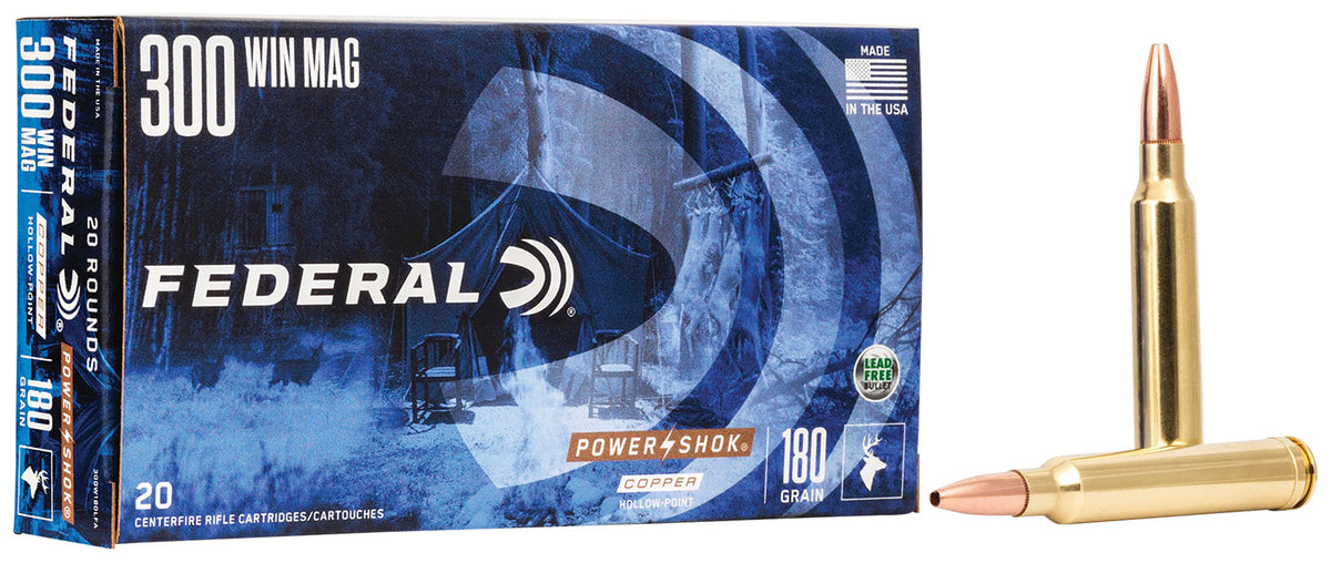 Federal .300 Winchester Mag 300W180LFA Power-Shok Copper Hollow Point 180 Grain
