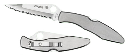 Spyderco Police C07S 4.13" Folding Spear Point Part-Serrated VG-10 Stainless Blade, Satin SS Handle