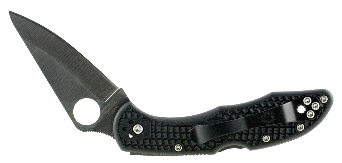 Spyderco Delica 4 C11PBK 2.88" Folding Drop Point Plain VG-10 Blade, Black FRN Volcano Grip Handle