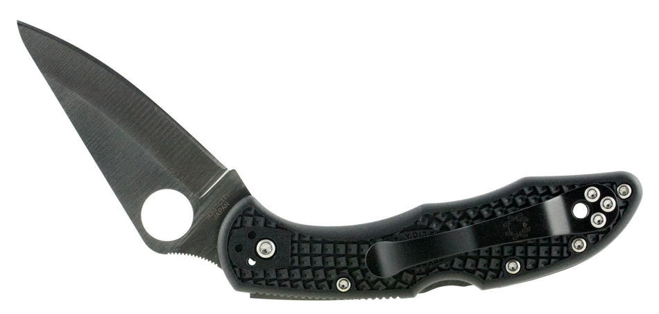 Spyderco Delica 4 C11PBK 2.88" Folding Drop Point Plain VG-10 Blade, Black FRN Volcano Grip Handle