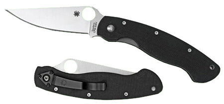 Spyderco Military C36GPE 4" Folding Modified Clip Point Plain CPM S30V SS Blade, Black Textured G10 Handle