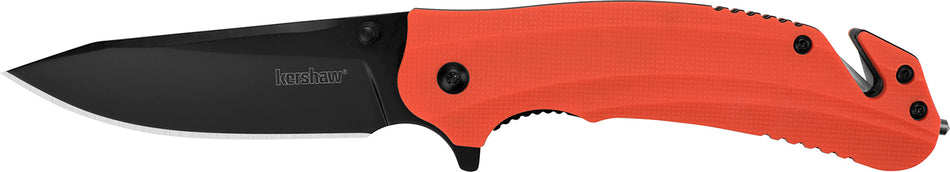 Kershaw Barricade 8650 Emergency Folder 3.50" 8Cr13MoV Drop Point Blade, Orange Nylon Handle with Glassbreaker