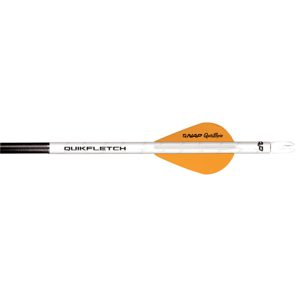NAP Quikfletch Quikspin Vanes for Carbon or Aluminum Arrows White/Orange 6 pk.