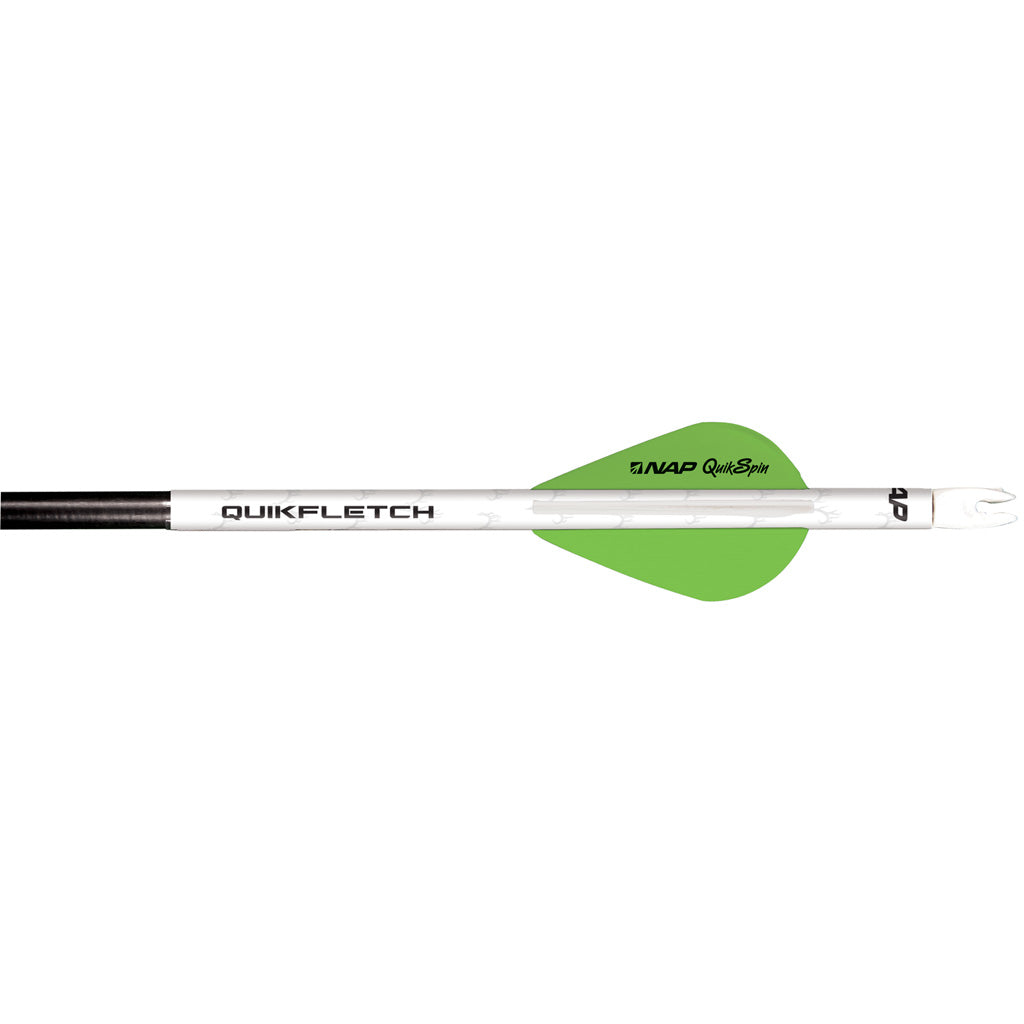 NAP Quikfletch Quikspin Vanes for Carbon or Aluminum Arrows White/Green 6 pk.