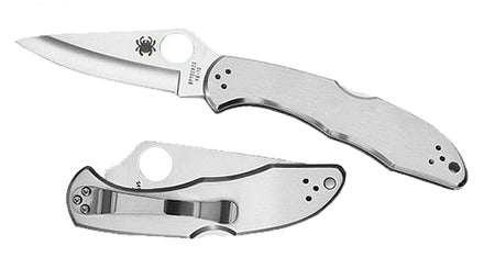 Spyderco Delica 4 C11P 2.95" Plain Drop Point VG-10 Stainless Blade Stainless Steel Handle Folding Knife