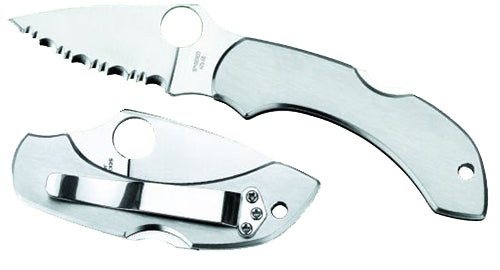 Spyderco Dragonfly 2 C28P 2.31" Folding Knife Serrated VG-10 Stainless Blade Full Stainless Handle
