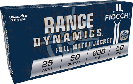 Fiocchi .25 ACP 25AP Range Dynamics Full Metal Jacket FMJ 50 Grain