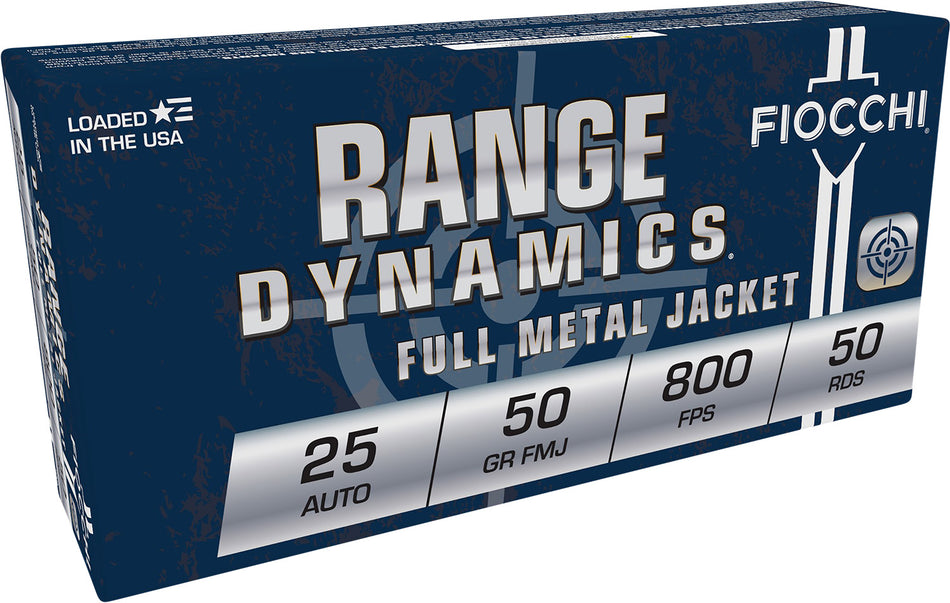 Fiocchi .25 ACP 25AP Range Dynamics Full Metal Jacket FMJ 50 Grain