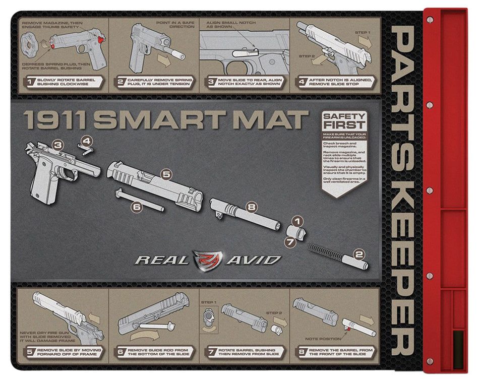 Real Avid 1911 Smart Gun Cleaning Mat Black/Red 19x16 Diagram Illustration AV1911SM