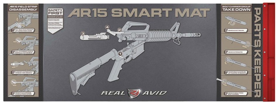 Real Avid AR-15 Smart Gun Cleaning Mat Black/Red 43x16 Diagram Illustration AVAR15SM