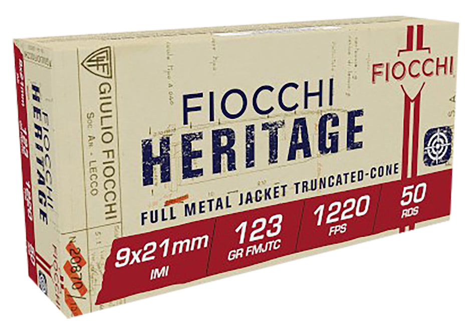 Fiocchi 9x21mm IMI 9X21 Heritage Full Metal Jacket Truncated Cone 123 Grain
