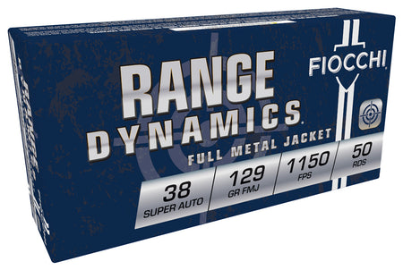 Fiocchi .38 Super 38SA Range Dynamics Full Metal Jacket FMJ 129 Grain