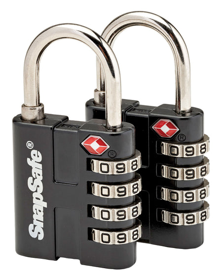 SnapSafe 76020 TSA Lock Resettable Combination Metal Padlock – 2 Per Package