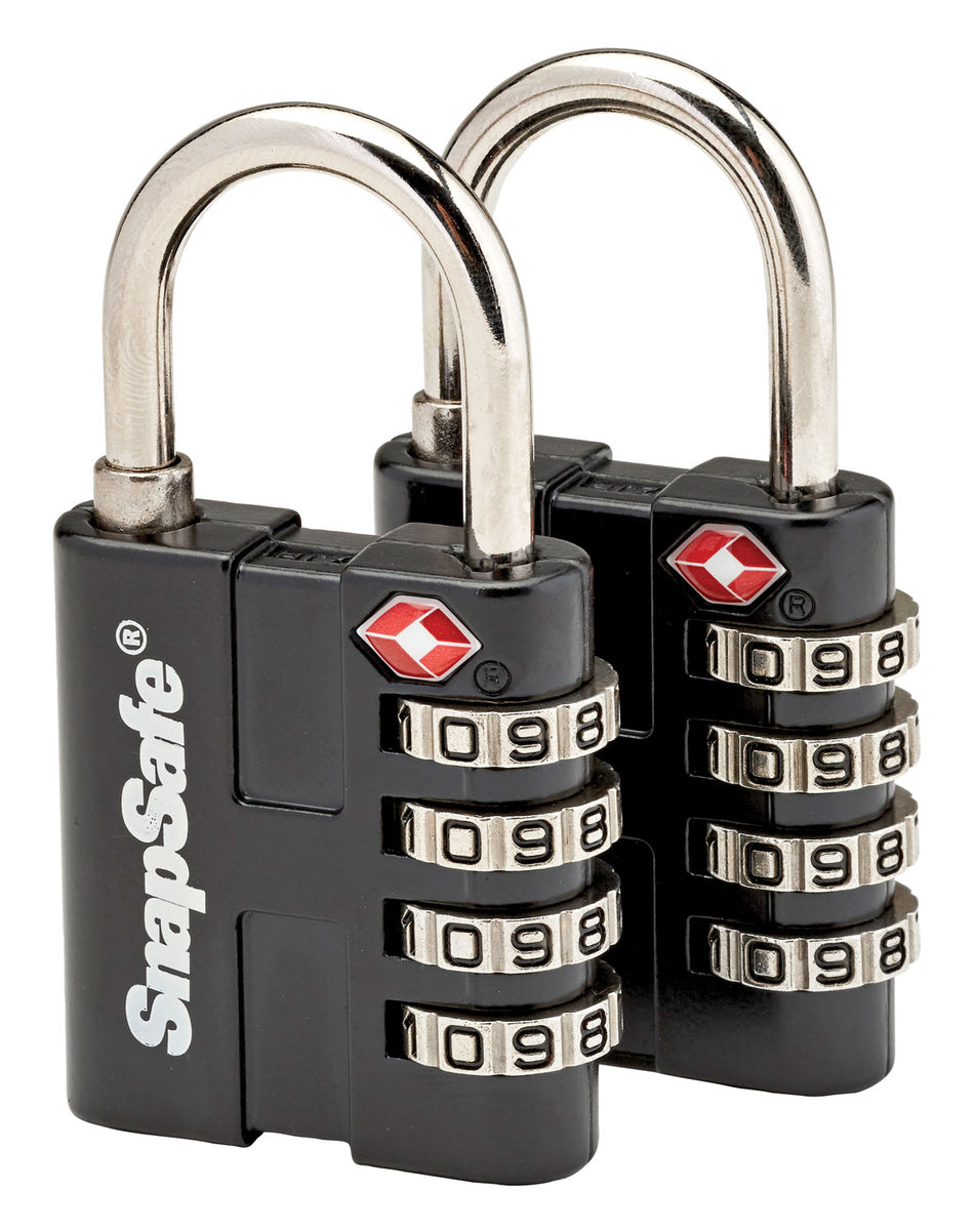 SnapSafe 76020 TSA Lock Resettable Combination Metal Padlock – 2 Per Package