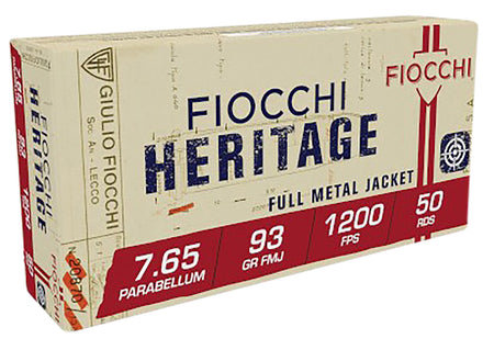 Fiocchi 7.65��21mm Parabellum 765A Heritage Semi Jacketed Soft Point 93 Grain