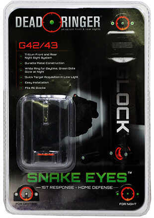 Dead Ringer Snake Eyes GP Front/Rear Tritium Night Sight Set Green/Green Glock 42