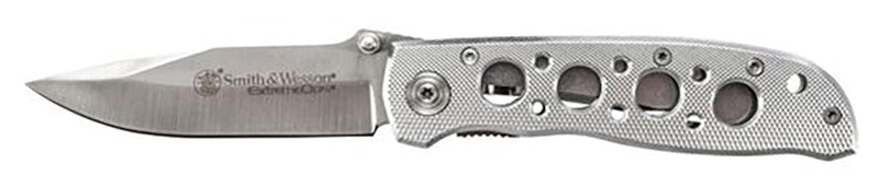 S&W CK105H 4.1" Plain Blade Silver Aluminum Handle Folder
