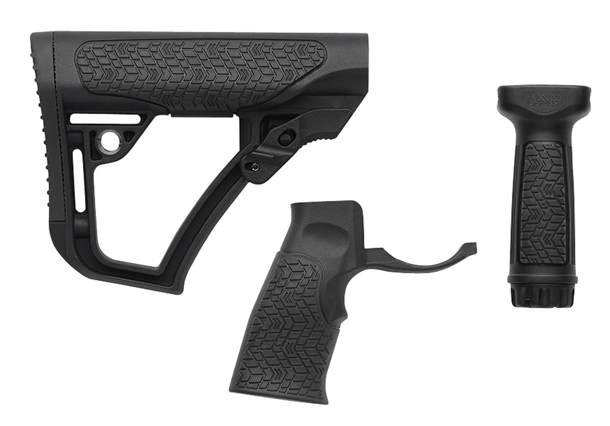 Daniel Defense Black Polymer Adjustable Buttstock with Pistol Grip and Foregrip for AR-15
