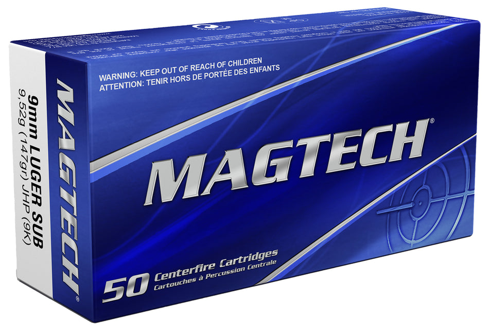 Magtech 9mm Luger/Parabellum 9K Sport Shooting Range/Training Jacketed Hollow Point Subsonic 147 Grain