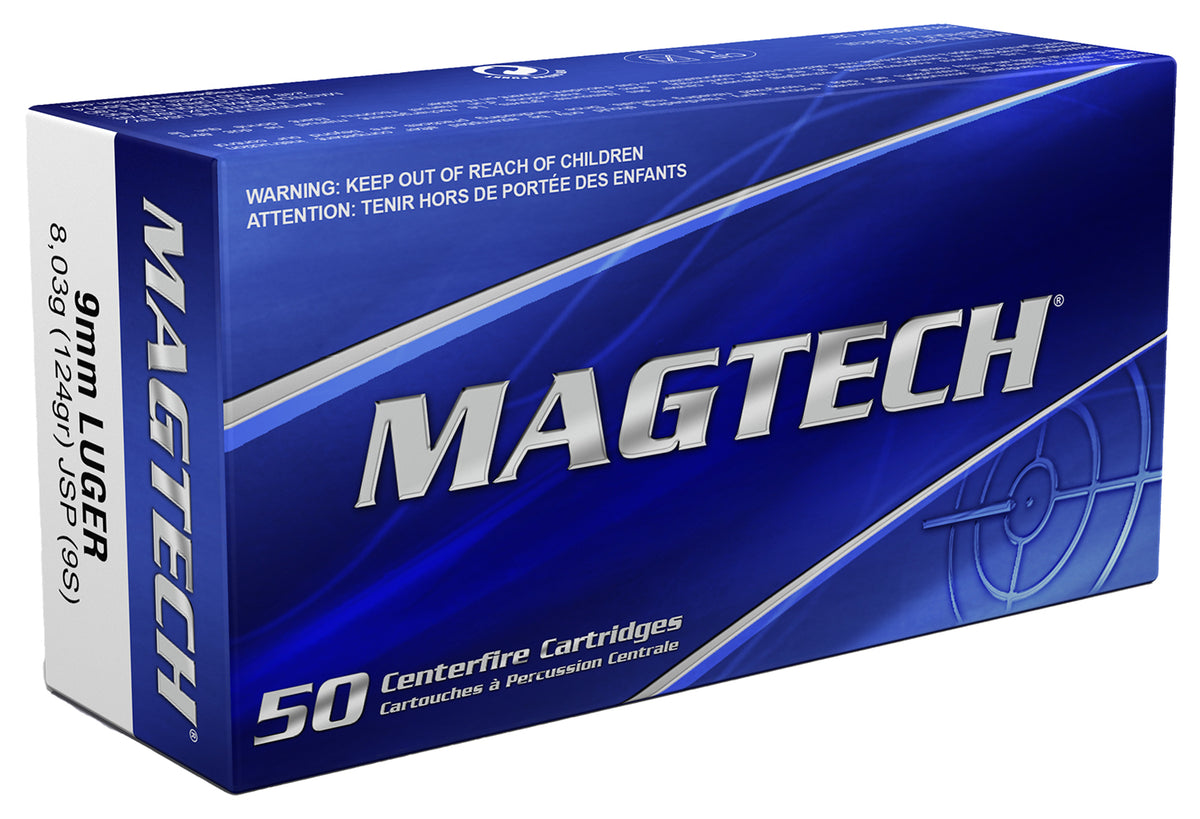 Magtech 9mm Luger/Parabellum 9S Range/Training Jacketed Soft Point JSP 124 Grain