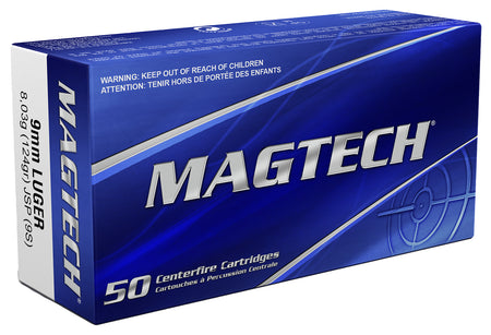Magtech 9mm Luger/Parabellum 9S Range/Training Jacketed Soft Point JSP 124 Grain