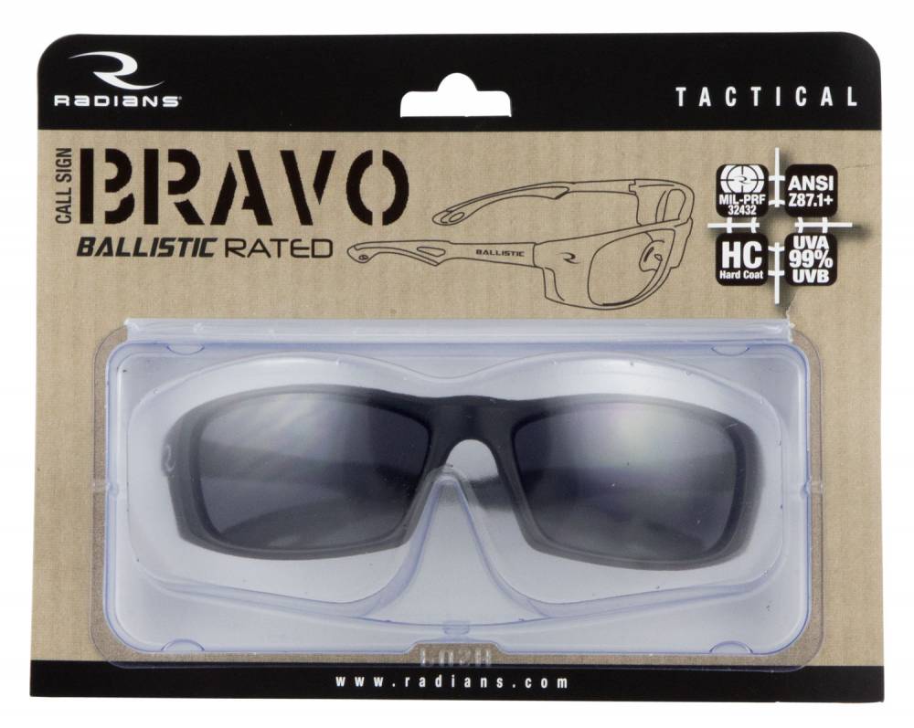 Radians Matte Black Smoke Shooting Glasses with Rubber Temples and Adjustable Nosepiece