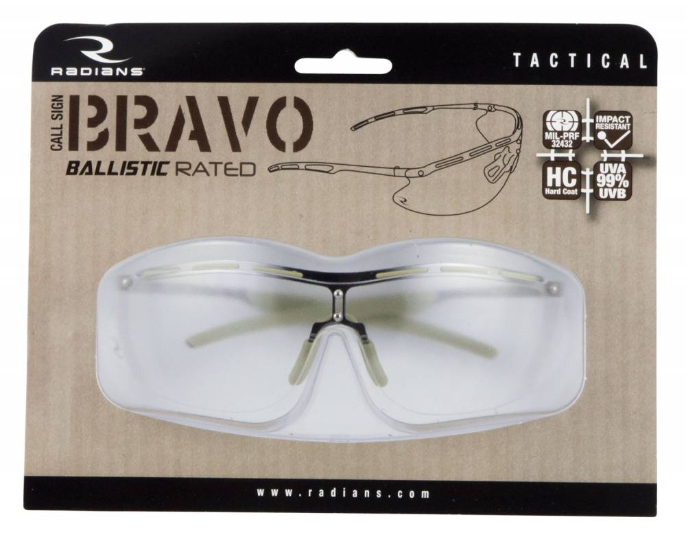 Radians Bravo Shooting Glasses Silver Metal Frame Clear Polycarbonate Lens 1 Pair
