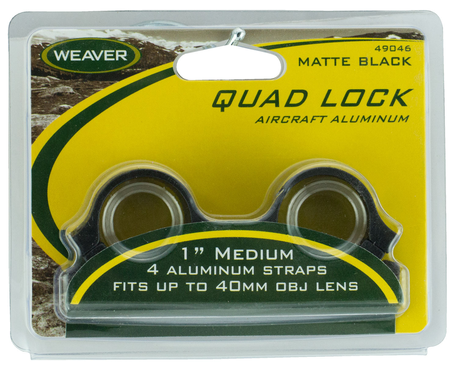 Weaver 49046 Quad Lock Detach Rings Matte Black 1" Medium