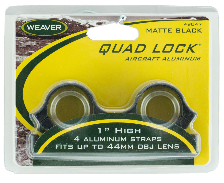 Weaver 49047 Quad Lock Detach Rings Matte Black 1" High