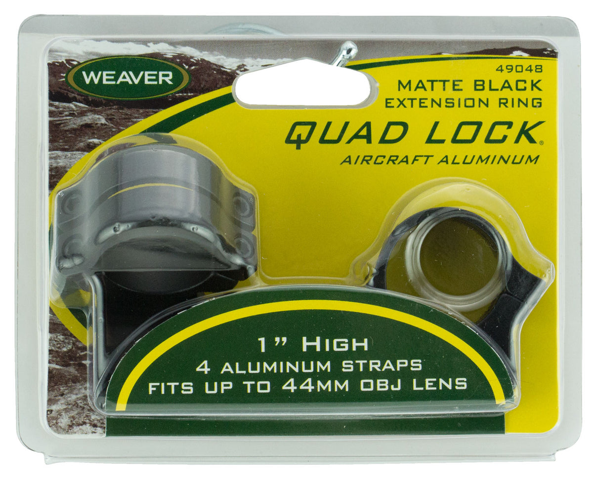 Weaver 49048 Quad Lock Detach Extended Rings Matte Black 1" High
