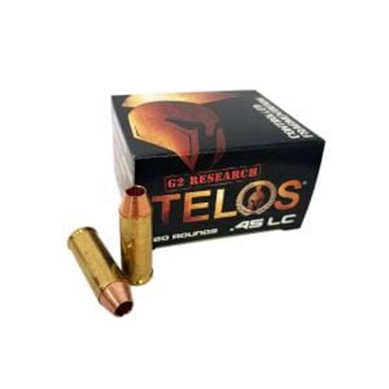 G2 Research .45 Long Colt Handgun Ammo TELOS Copper Hollow Point Solid 160 grain 