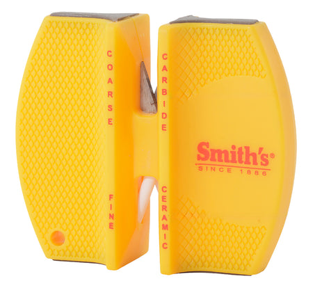 Smiths CCKS Two-Step Knife Sharpener Tungsten Carbide and Ceramic Preset Angle Yellow Handle