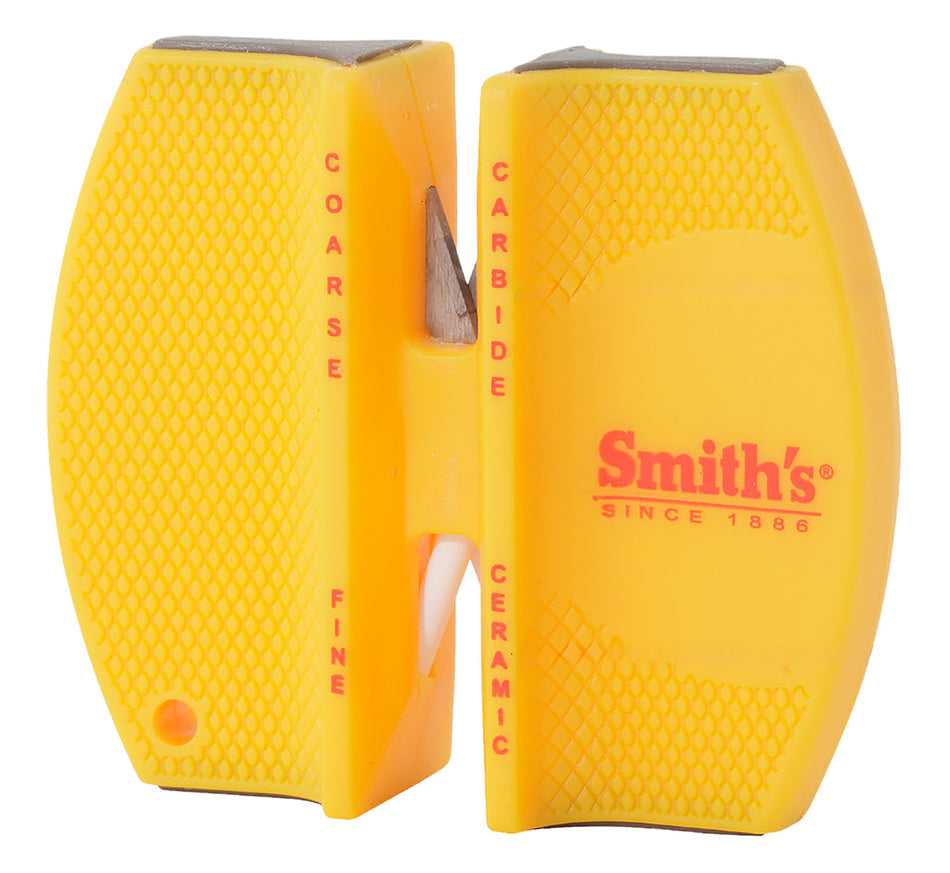 Smiths CCKS Two-Step Knife Sharpener Tungsten Carbide and Ceramic Preset Angle Yellow Handle