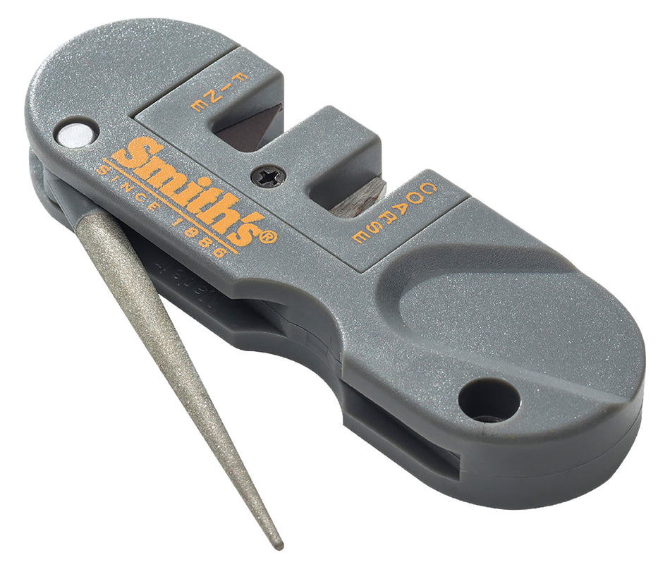 Smiths PP1 Pocket Pal Knife Sharpener Fine/Medium/Coarse Carbide Ceramic Diamond Gray Handle