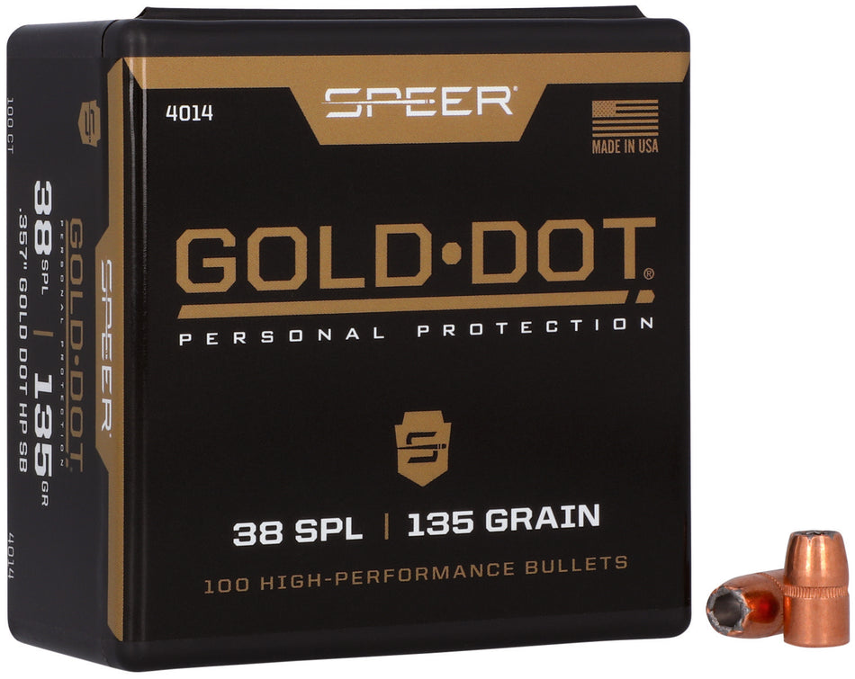 Speer 4014 Gold Dot Personal Protection 38 Spl 135gr HP Reloading Bullets 100/Box