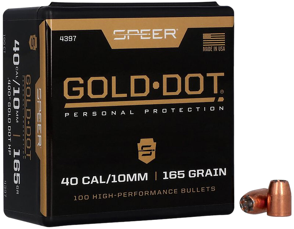 Speer 4397 Gold Dot Personal Protection 40 Cal 165gr HP Reloading Bullets 100/Box