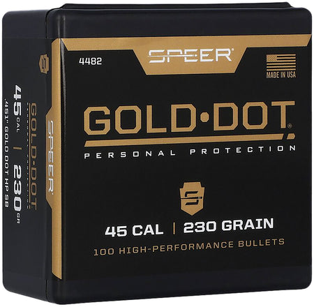 Speer 4482 Gold Dot Personal Protection 45 Caliber 230gr HP Reloading Bullets 100/Box